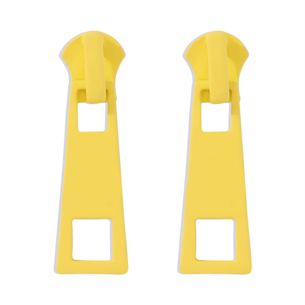 Wholesale Creative Simple Zipper Colorful Personalized Candy Color Metal Earrings